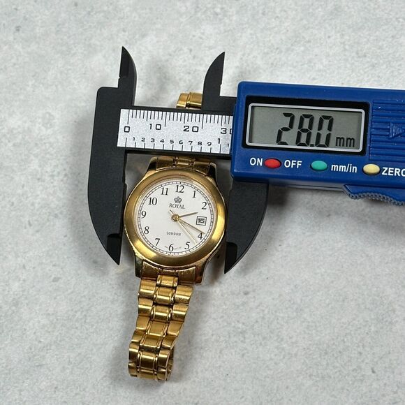 Royal London Watch Womens 28mm Gold Tone Quartz 30M WR Date New Battery - Picture 8 of 9